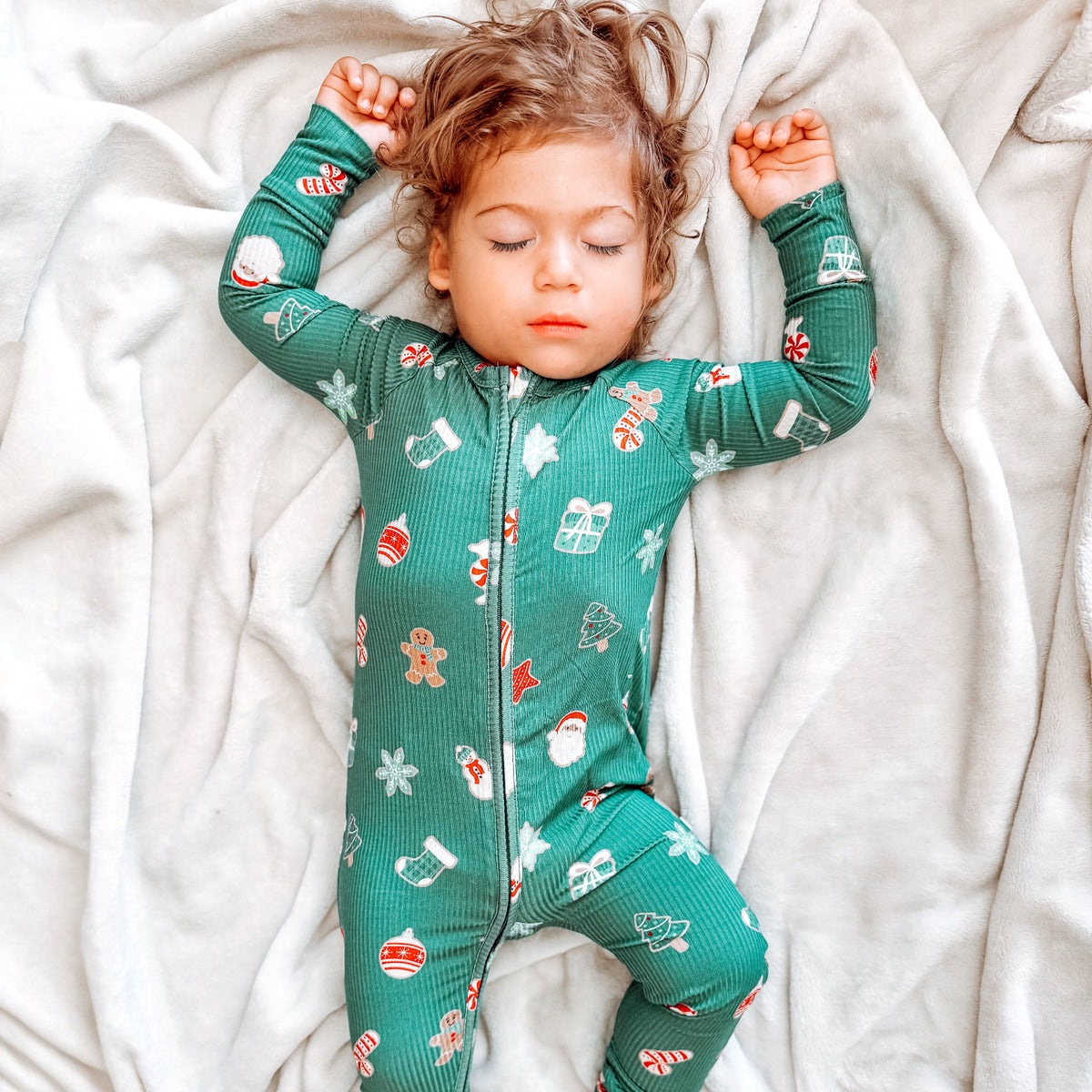 Sugar Cookies Frosted Teal Small Ribbed Zip Romper