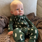 Christmas Trees Small Ribbed Zip Romper