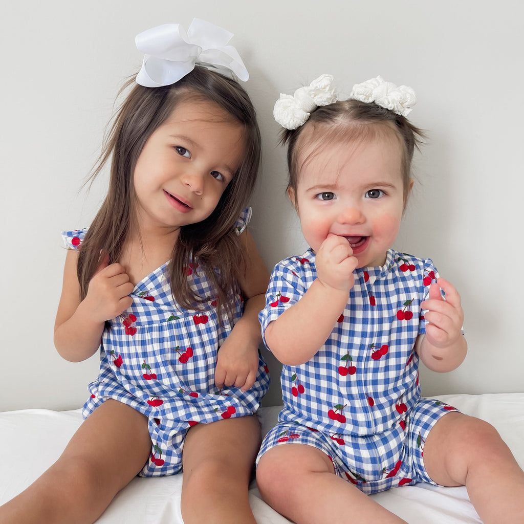 Vintage Cherries Small Ribbed Summer Zip Romper