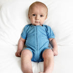 Poolside Blue Small Ribbed Summer Zip Romper