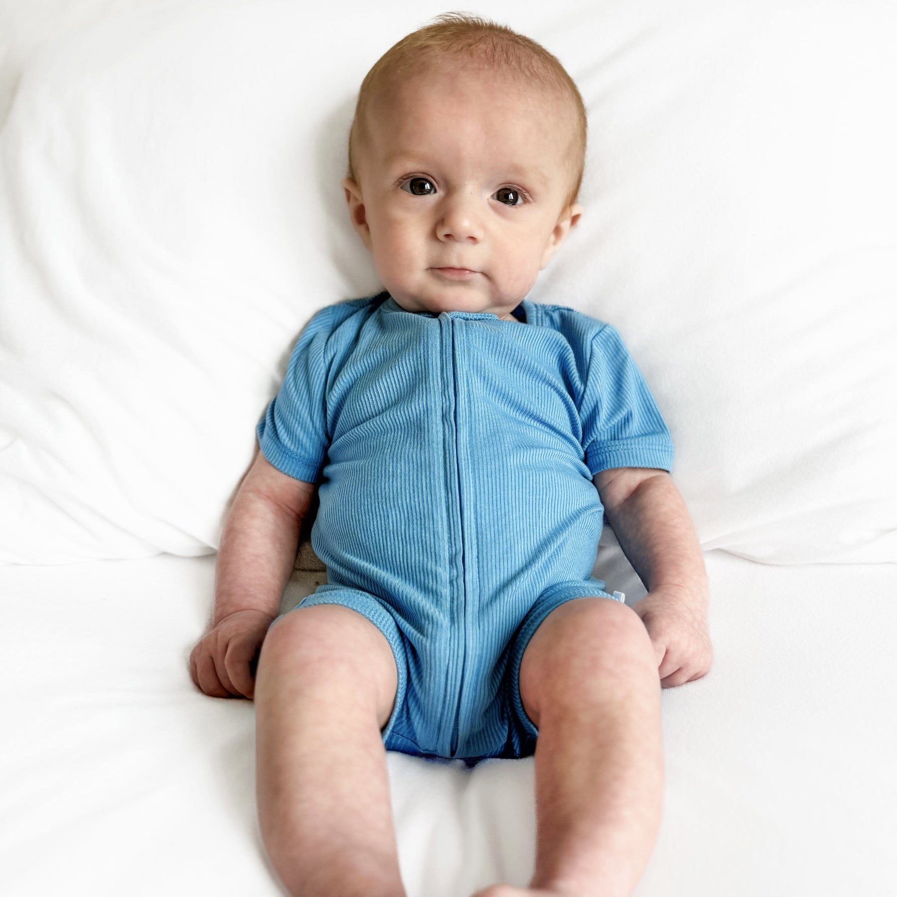 Poolside Blue Small Ribbed Summer Zip Romper