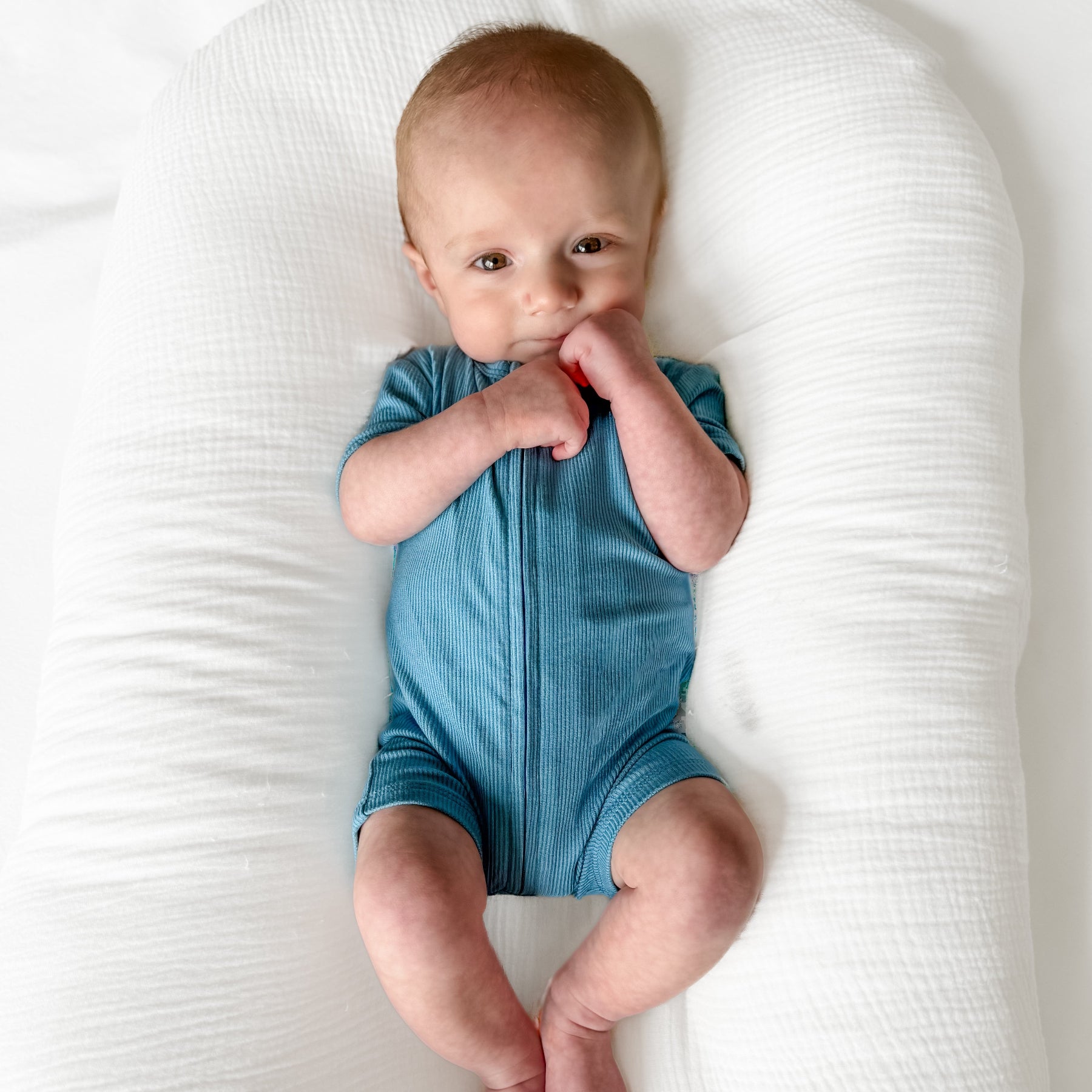 Poolside Blue Small Ribbed Summer Zip Romper