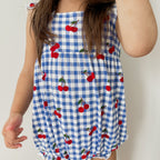 Vintage Cherries Small Ribbed Flutter Sleeve Romper