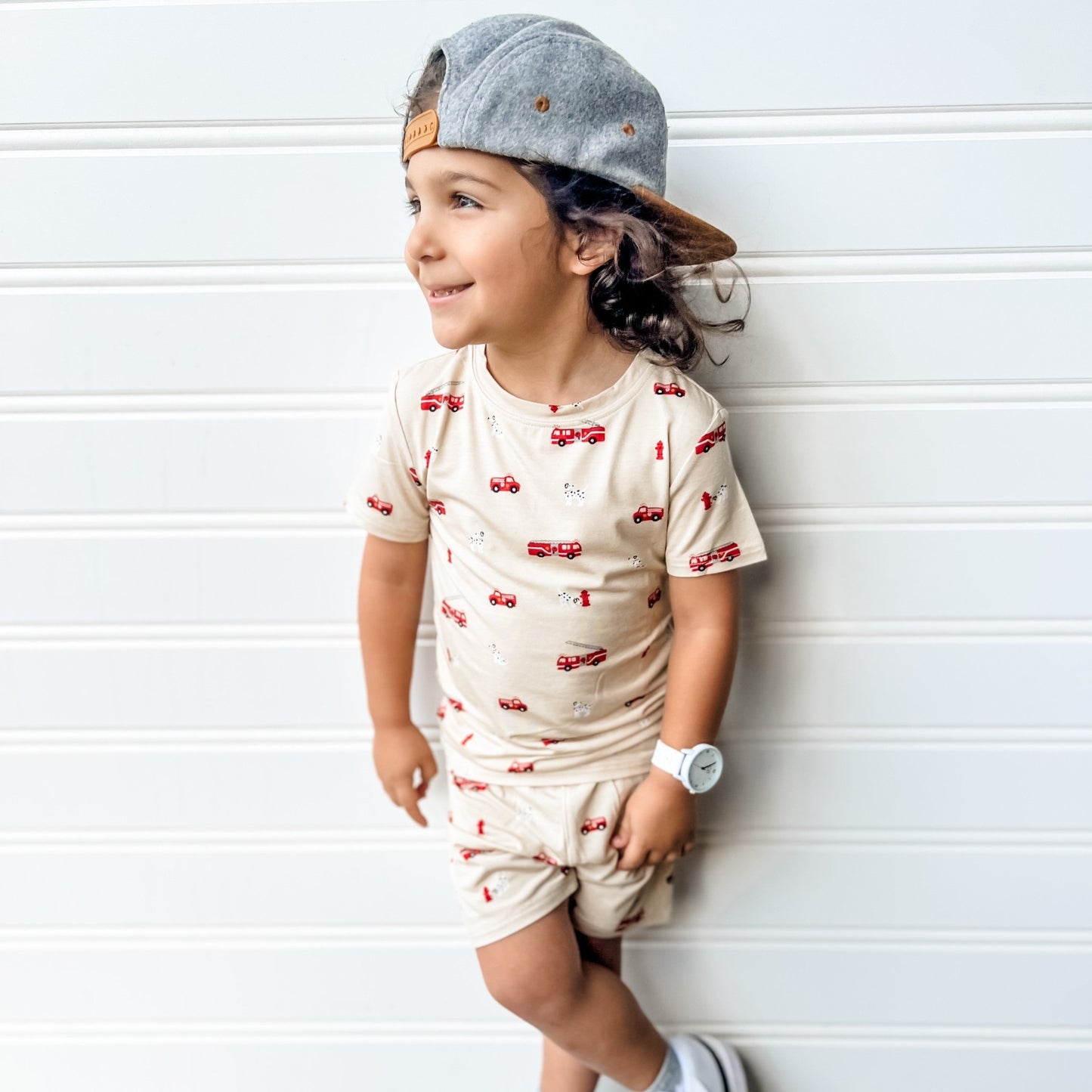 Firetrucks Shorts Two-Piece Set