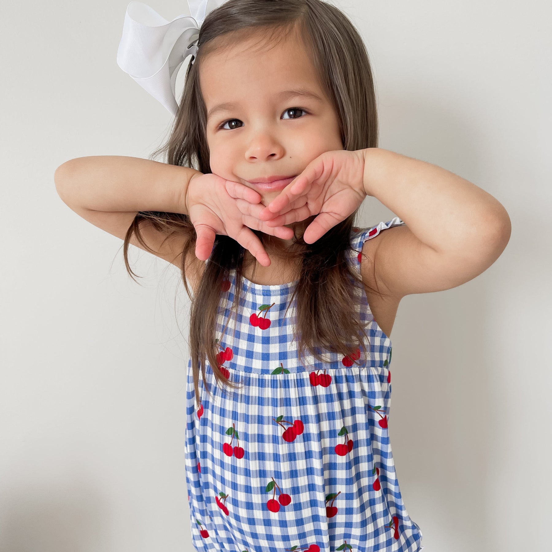 Vintage Cherries Small Ribbed Flutter Sleeve Romper