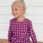 Plum Gingham Small Ribbed Two-Piece Set