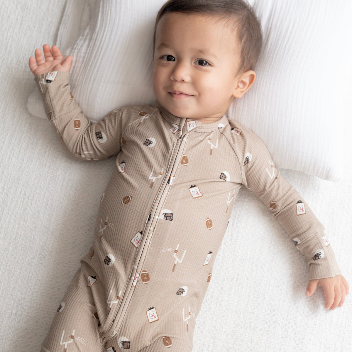 Football Small Ribbed Zip Romper
