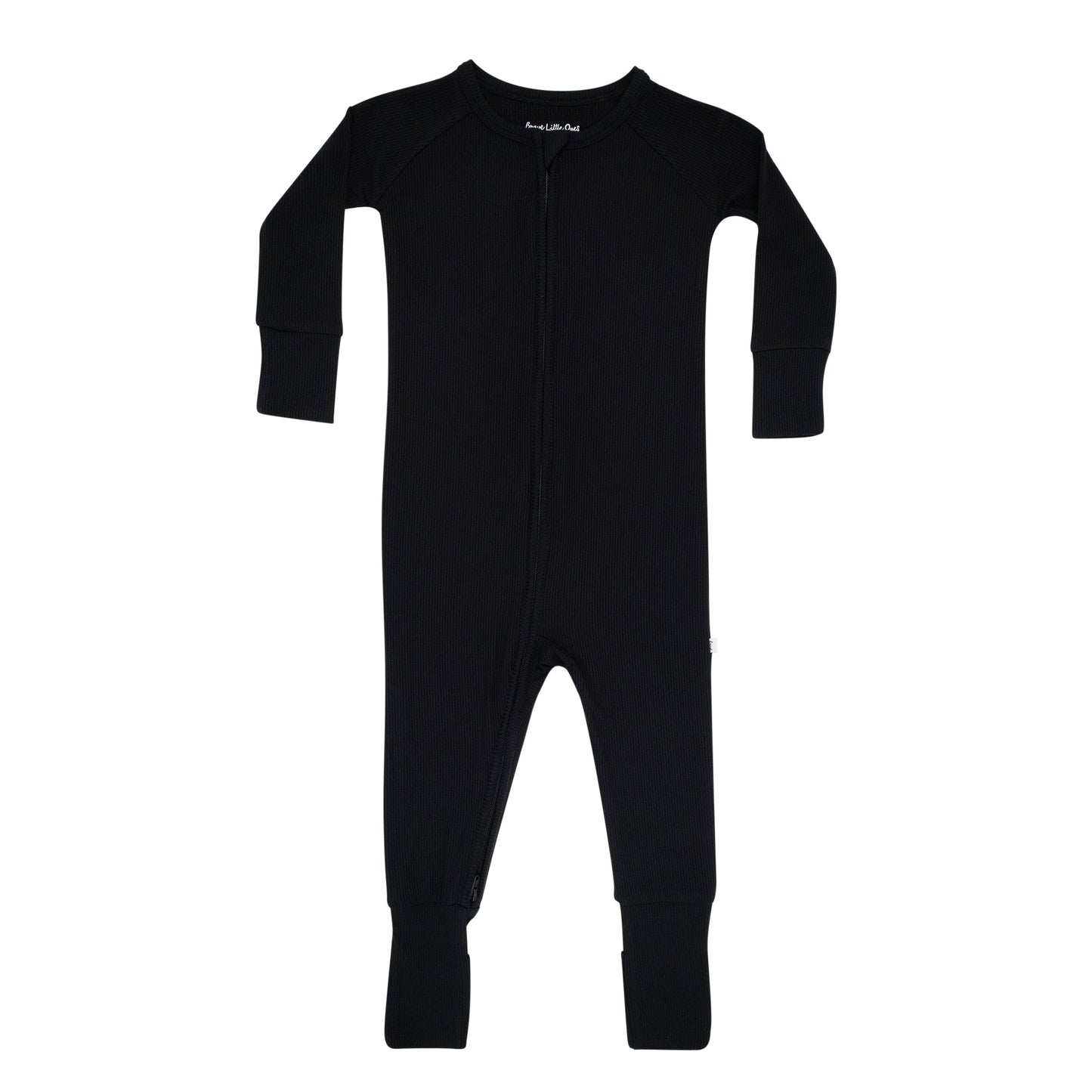 Jet Black Small Ribbed Zip Romper