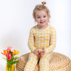 Yellow Gingham Tulip Two-Piece Set