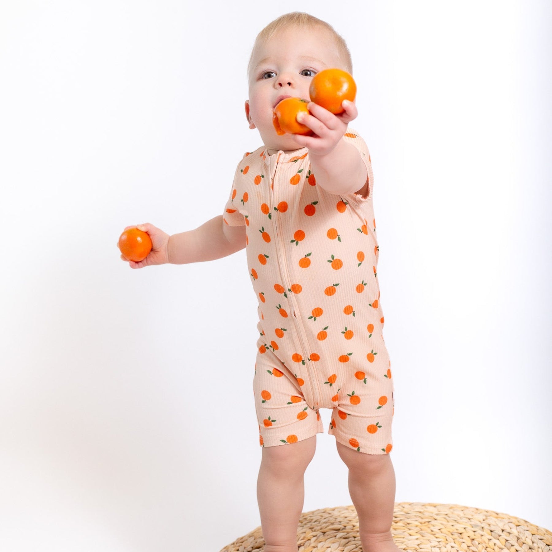 Oranges Small Ribbed Summer Zip Romper