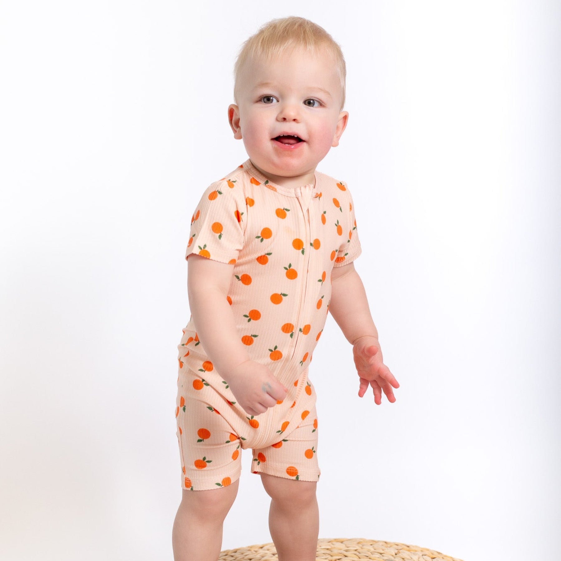 Oranges Small Ribbed Summer Zip Romper