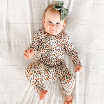 Cream Floral Zip Romper