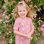 Mauve Blooms Small Ribbed Shorts Two-Piece Set