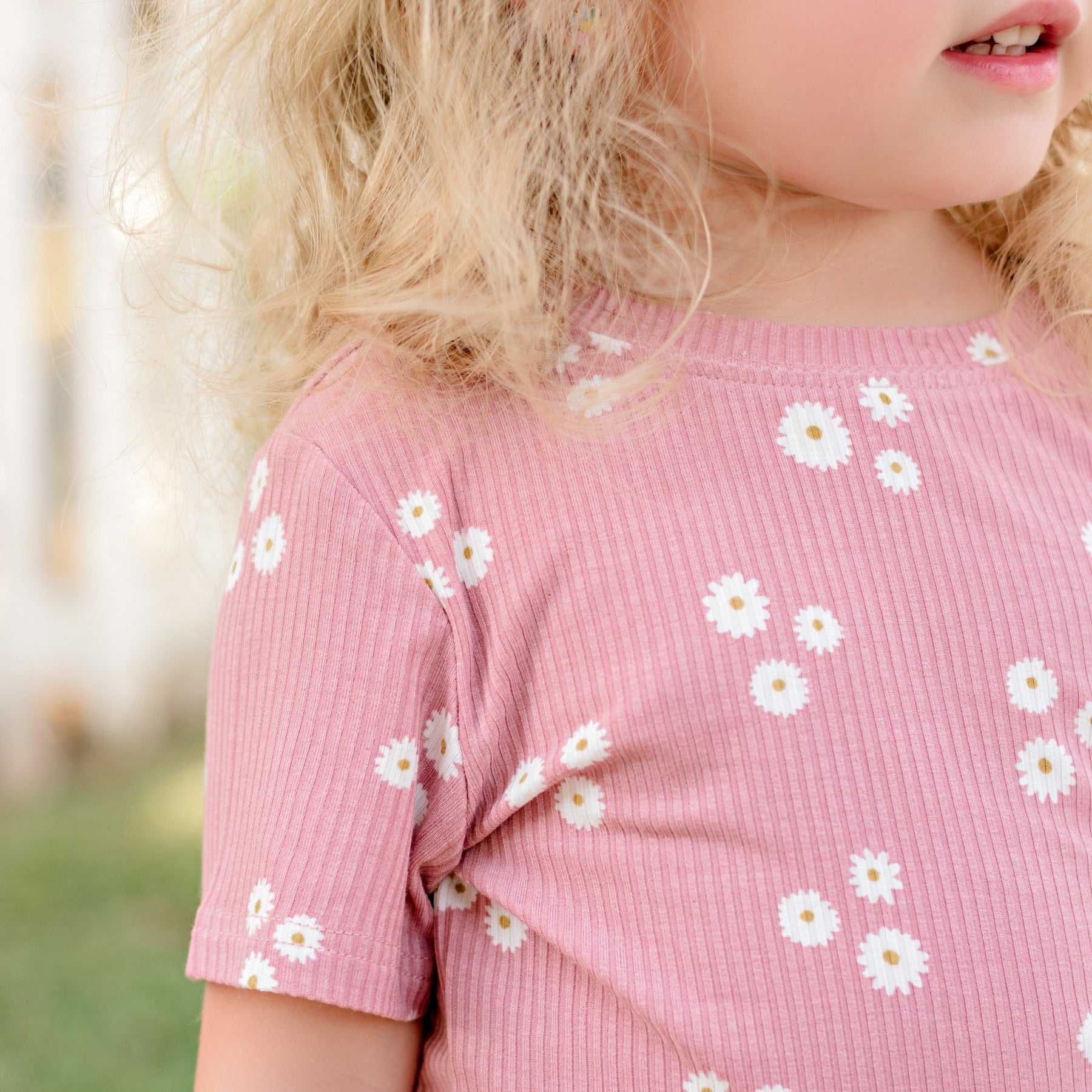 Mauve Blooms Small Ribbed Shorts Two-Piece Set