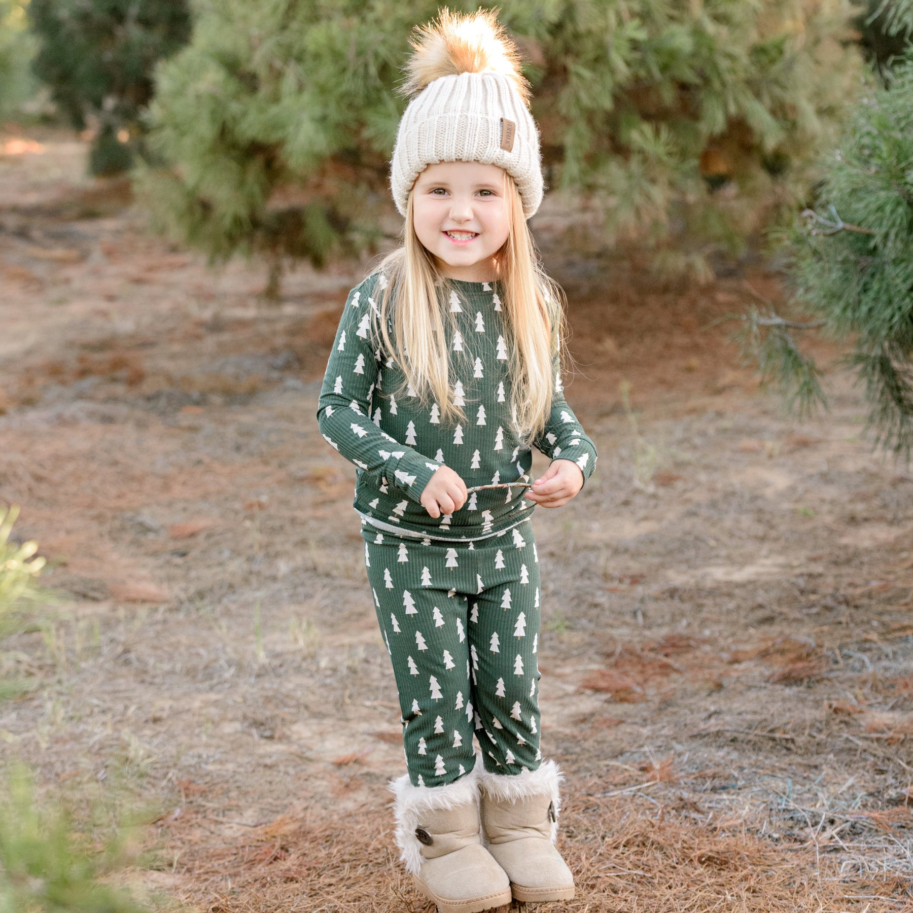 Christmas Trees Small Ribbed Two-Piece Set