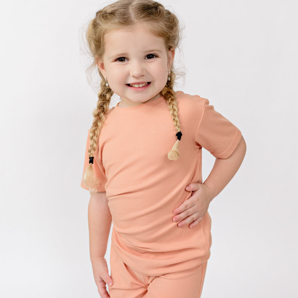 Coral Small Ribbed Shorts Two-Piece Set