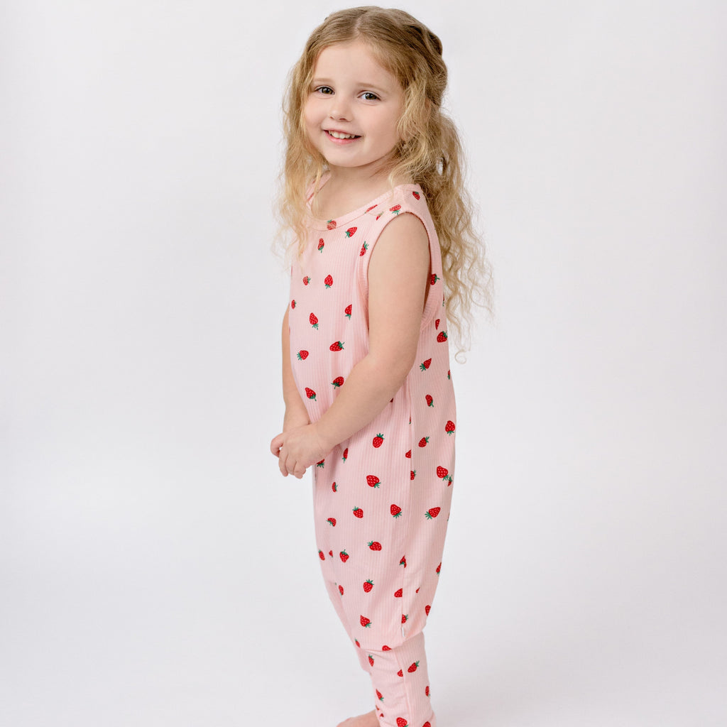 Strawberries Small Ribbed Harem Romper