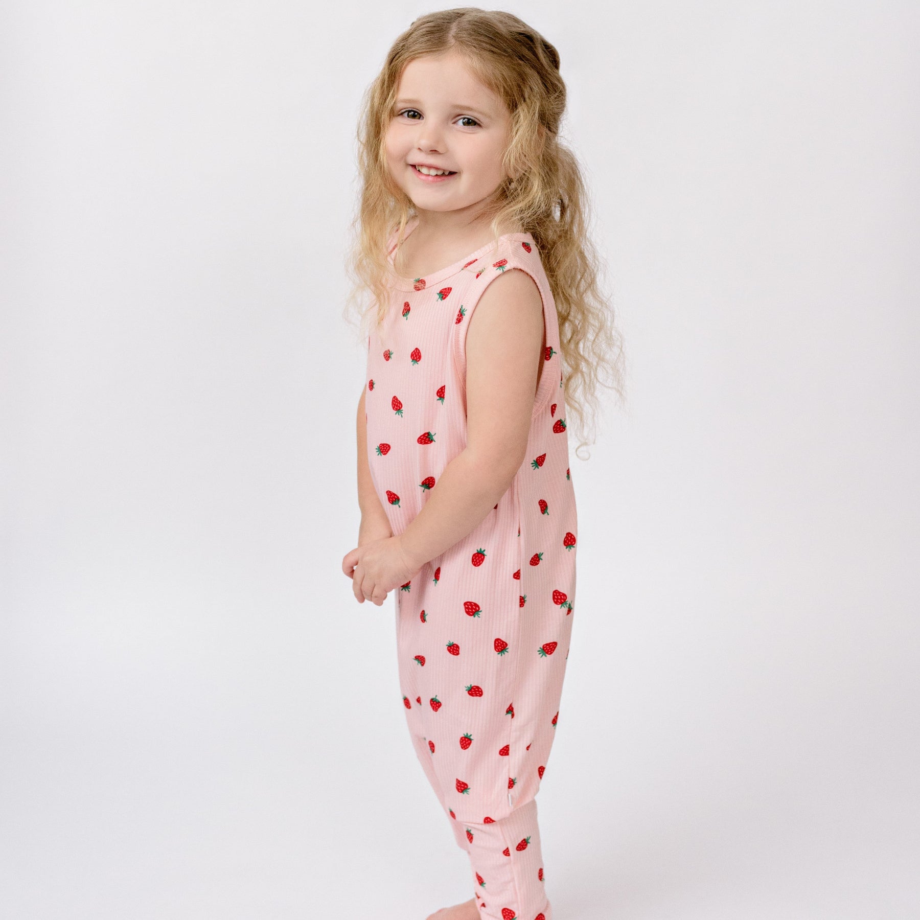 Strawberries Small Ribbed Harem Romper