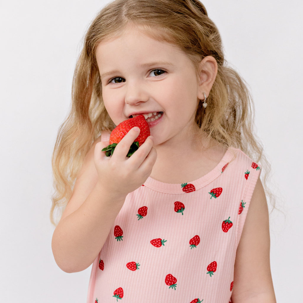 Strawberries Small Ribbed Harem Romper