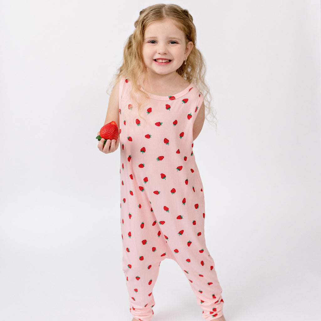 Strawberries Small Ribbed Harem Romper