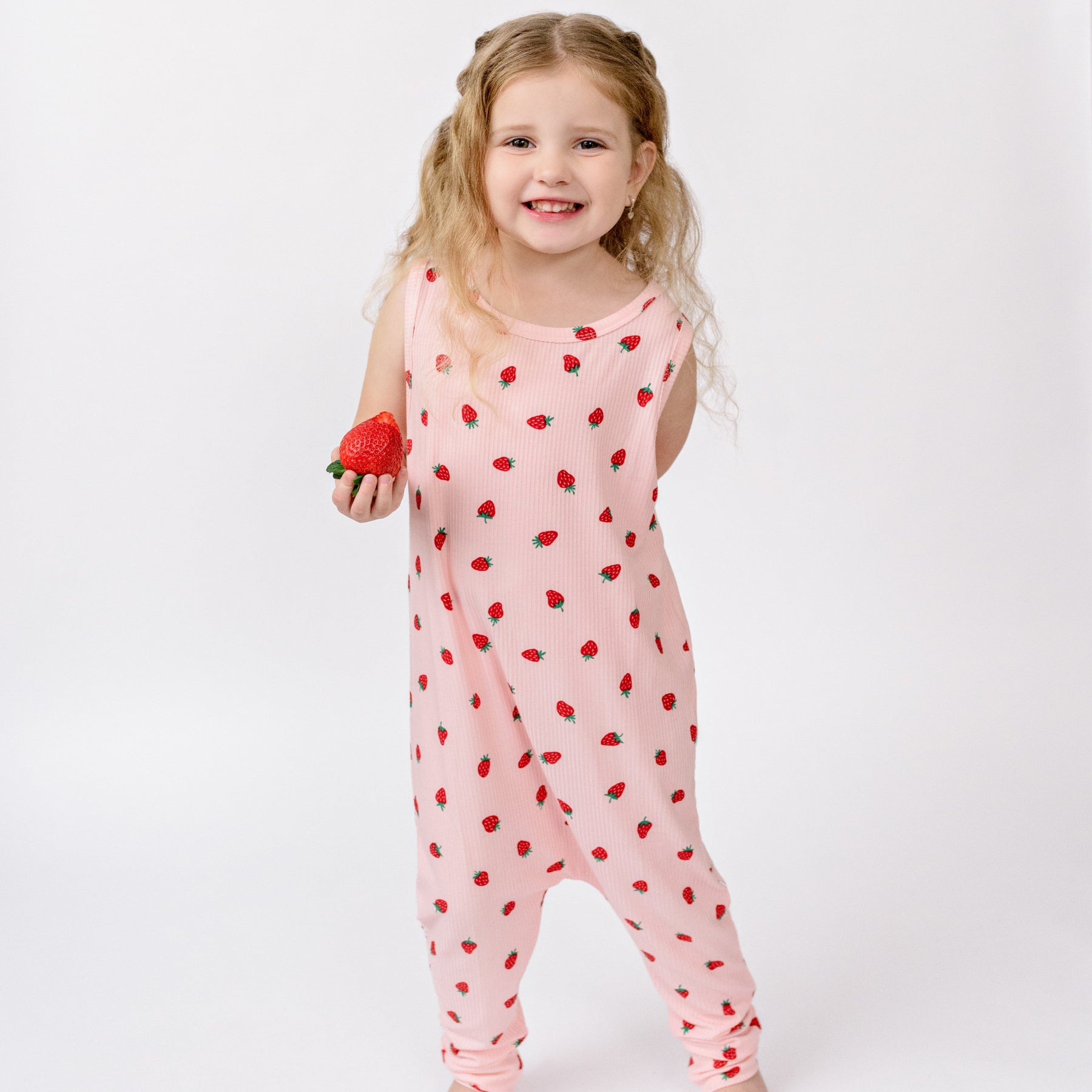 Strawberries Small Ribbed Harem Romper