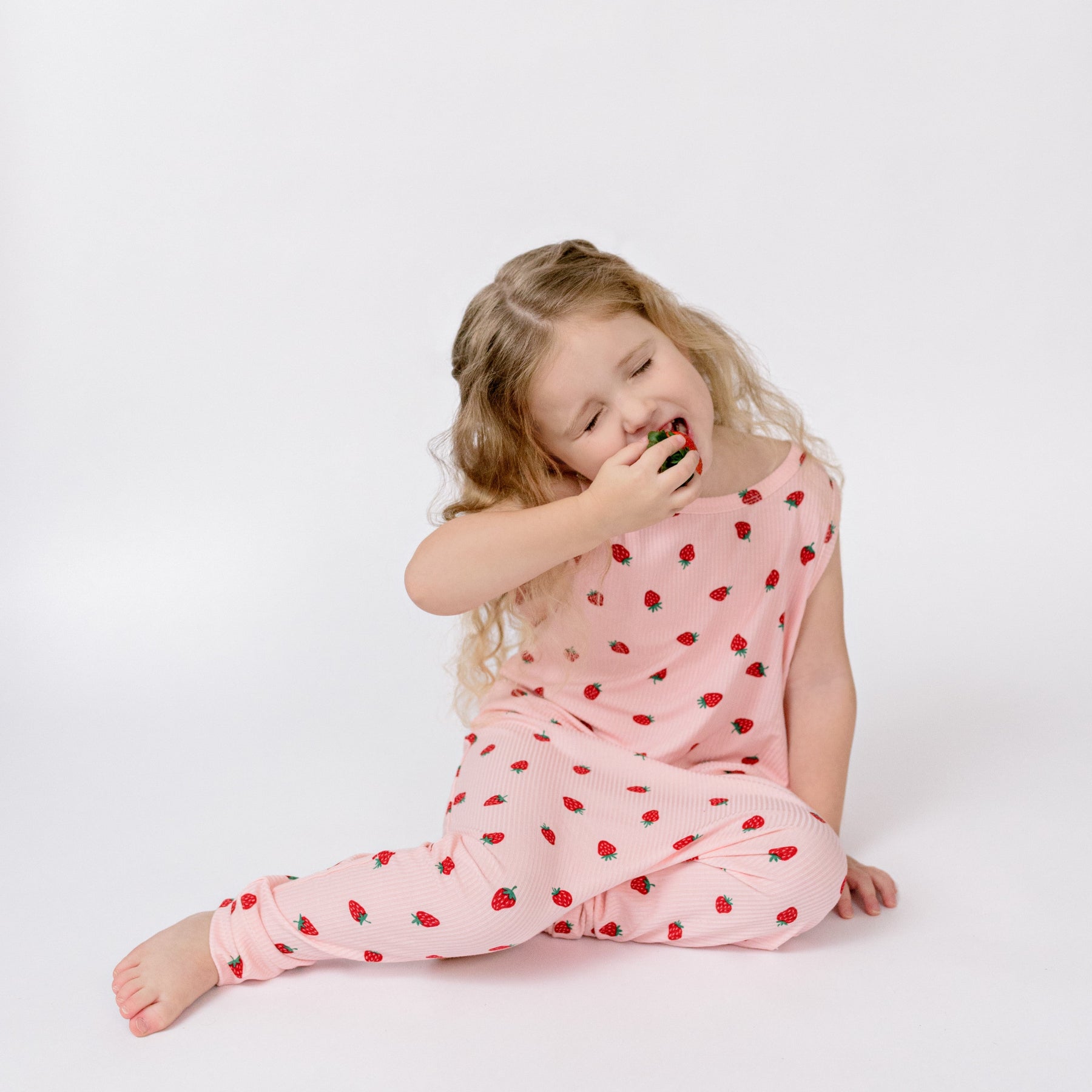 Strawberries Small Ribbed Harem Romper