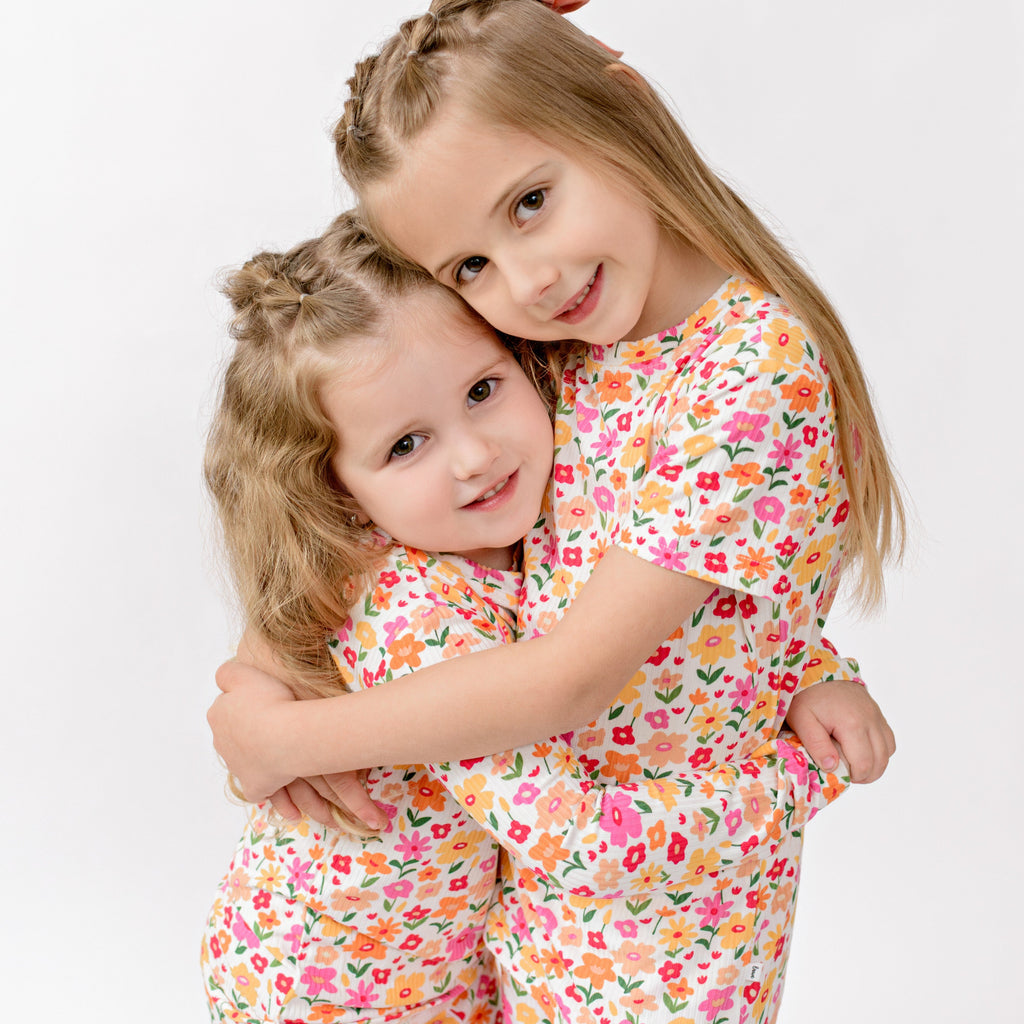 Summer Blooms Small Ribbed Shorts Two-Piece Set