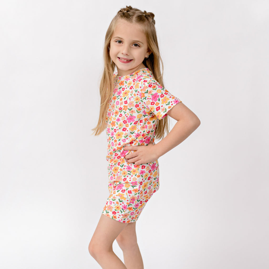 Summer Blooms Small Ribbed Shorts Two-Piece Set