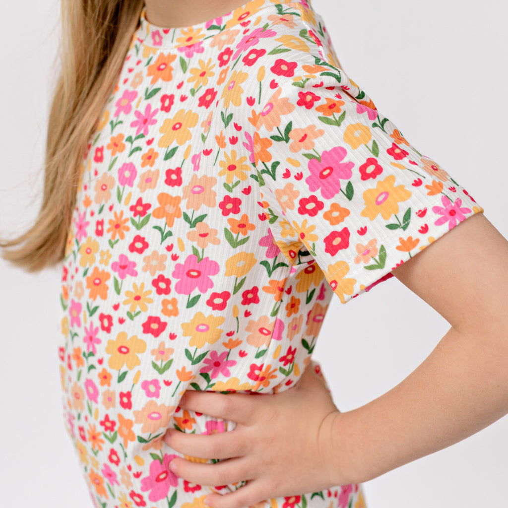 Summer Blooms Small Ribbed Shorts Two-Piece Set