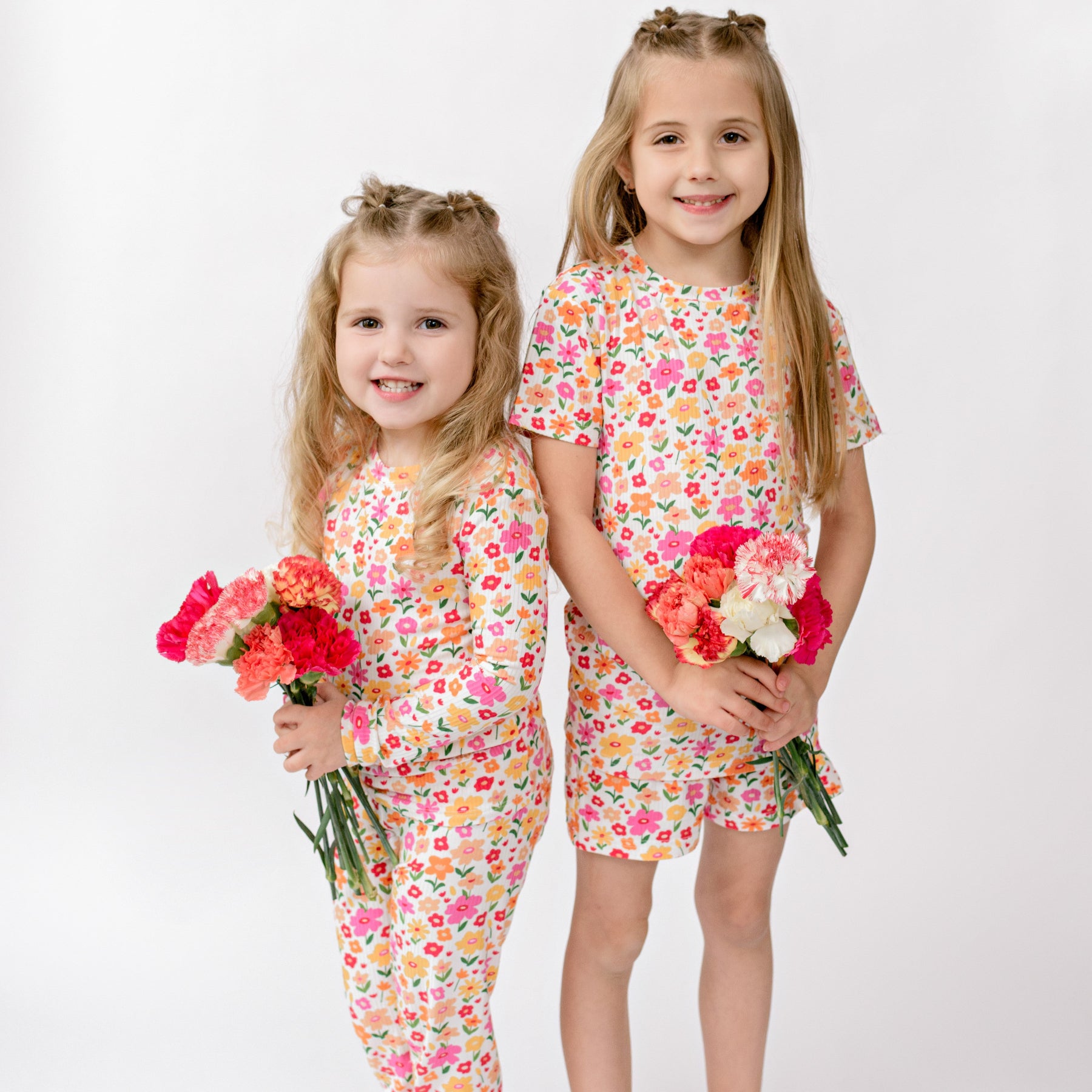 Summer Blooms Small Ribbed Shorts Two-Piece Set