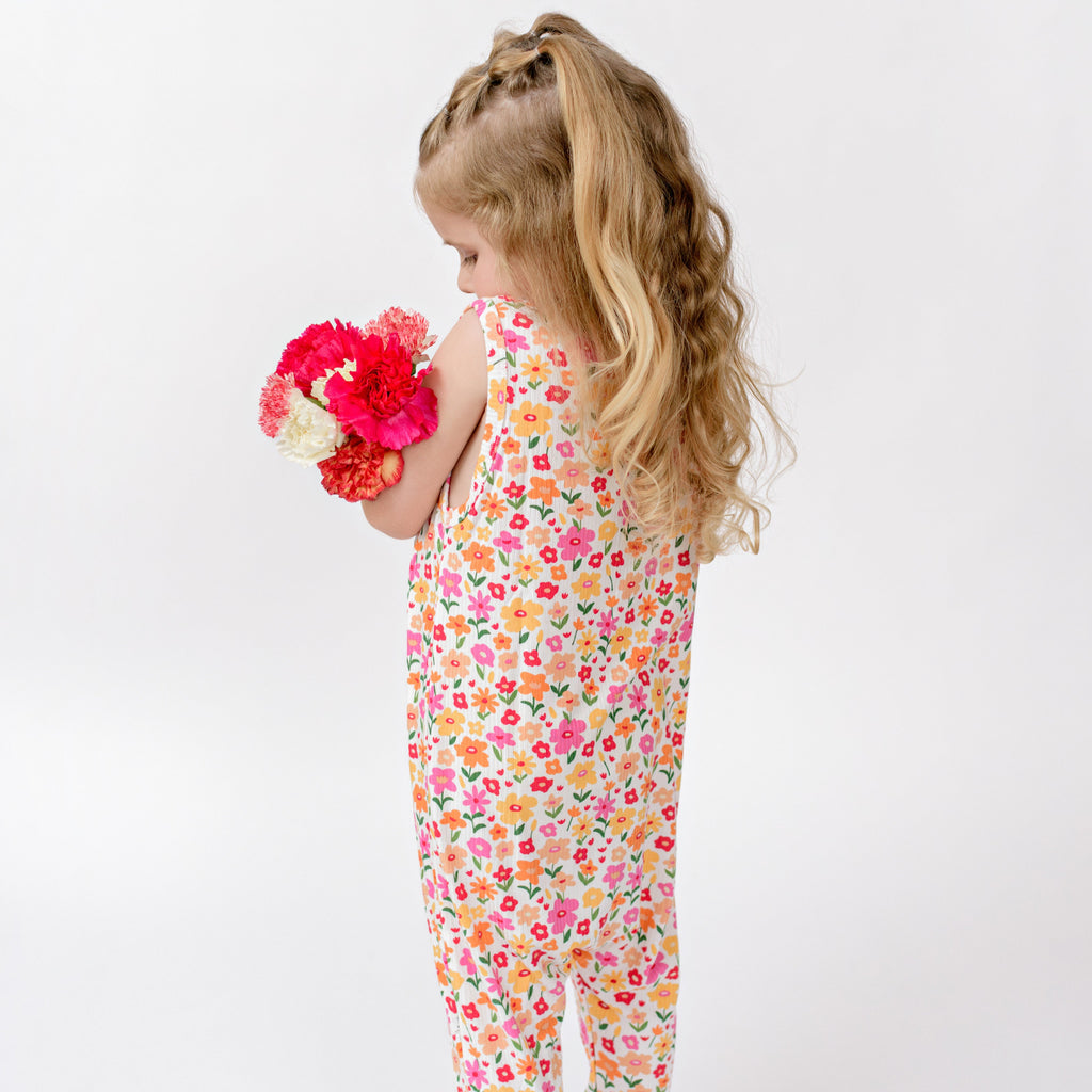 Summer Blooms Small Ribbed Harem Romper