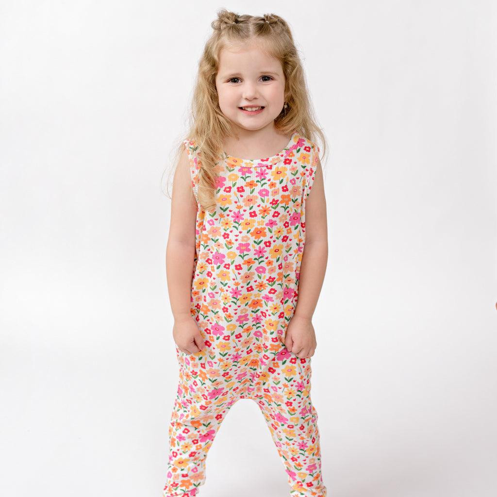 Summer Blooms Small Ribbed Harem Romper