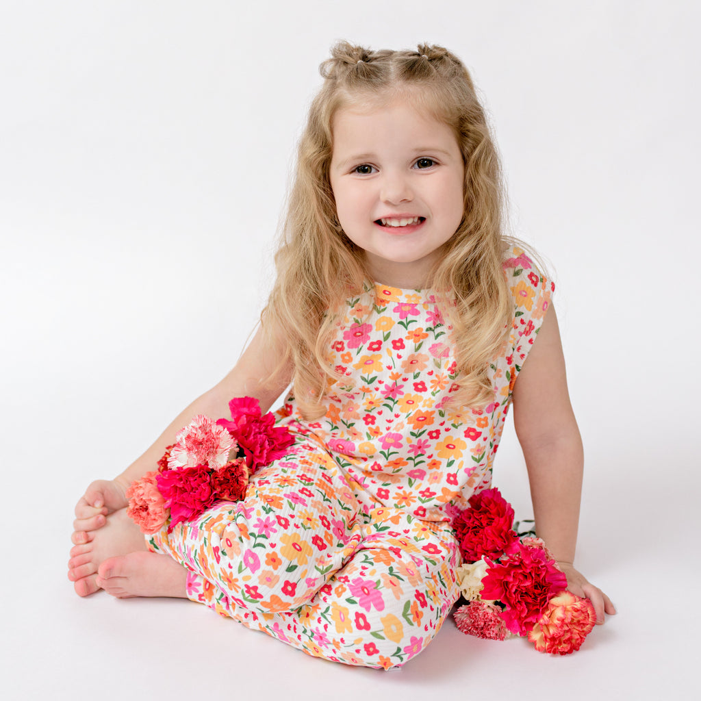 Summer Blooms Small Ribbed Harem Romper