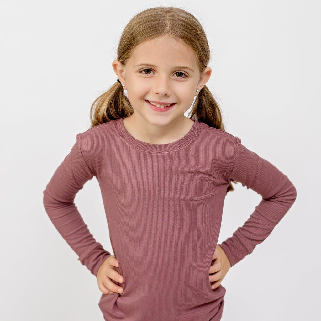 Plum Small Ribbed Two-Piece Set