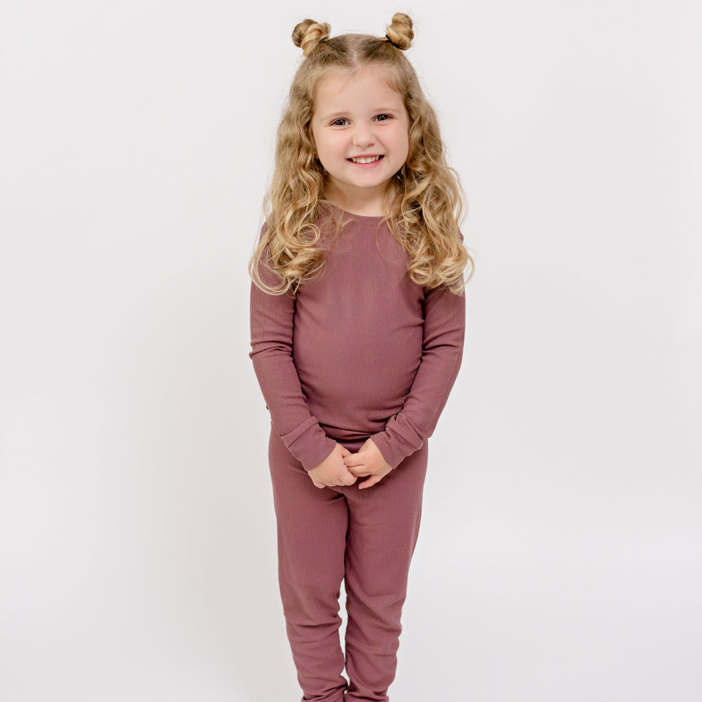 Plum Small Ribbed Two-Piece Set