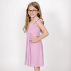 Lilac Mist Small Ribbed Flutter Sleeve Dress