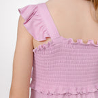 Lilac Mist Small Ribbed Flutter Sleeve Dress