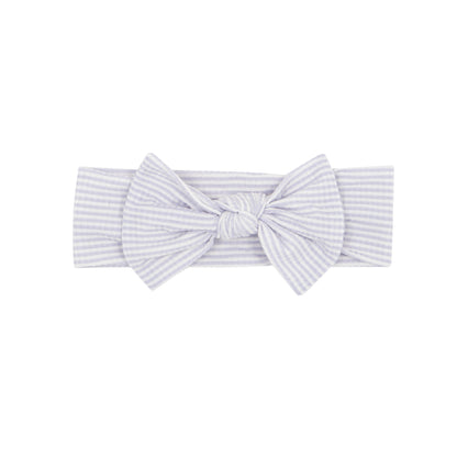 Lavender Small Stripe Ribbed Bow