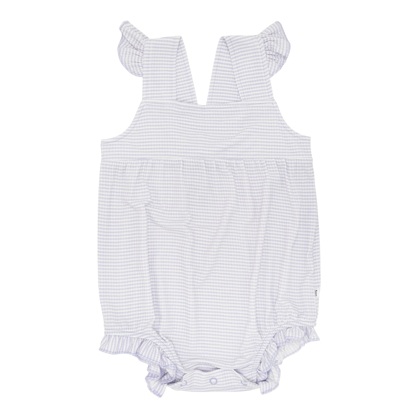 Lavender Small Stripe Ribbed Flutter Sleeve Romper