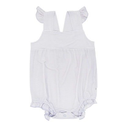 Lavender Small Stripe Ribbed Flutter Sleeve Romper