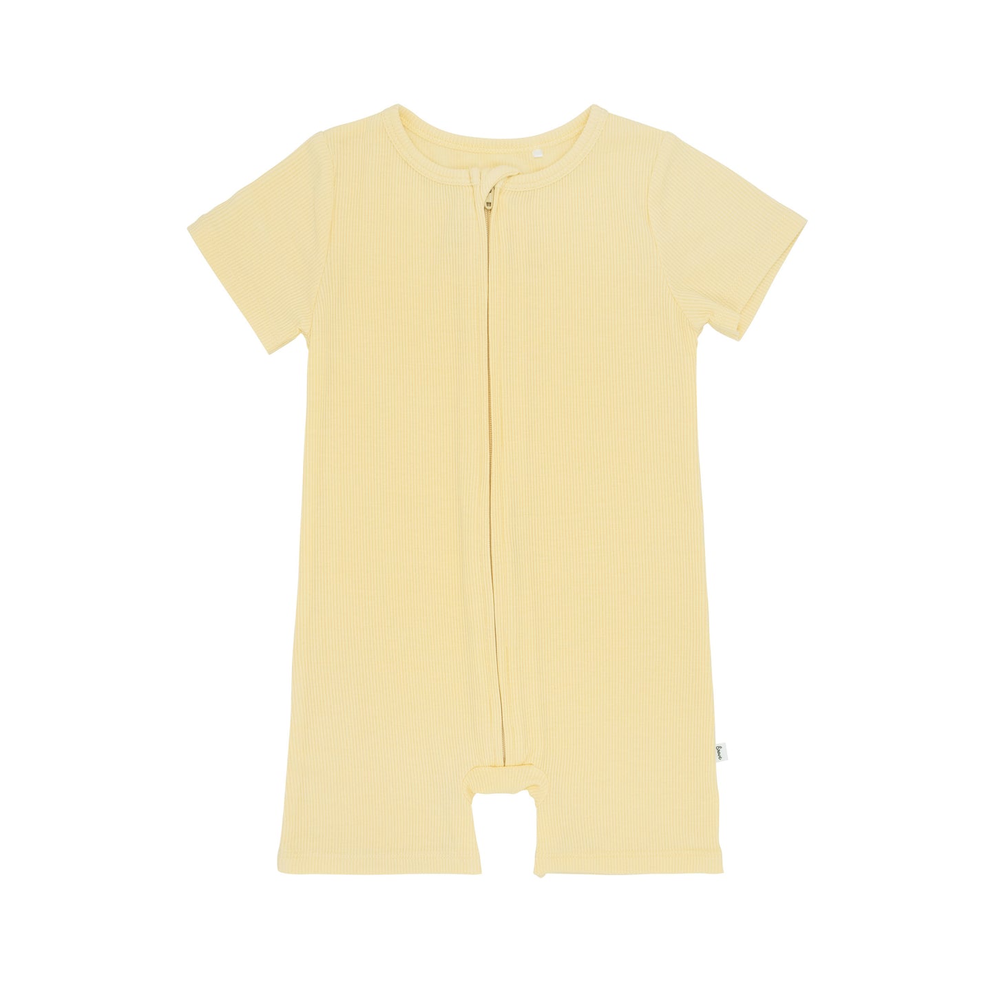 Lemon Yellow Small Ribbed Summer Zip Romper