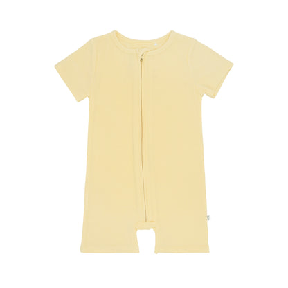 Lemon Yellow Small Ribbed Summer Zip Romper