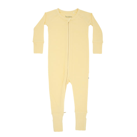 Lemon Yellow Small Ribbed Zip Romper