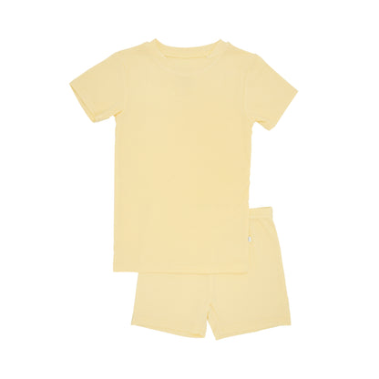 Lemon Yellow Small Ribbed Shorts Two-Piece Set