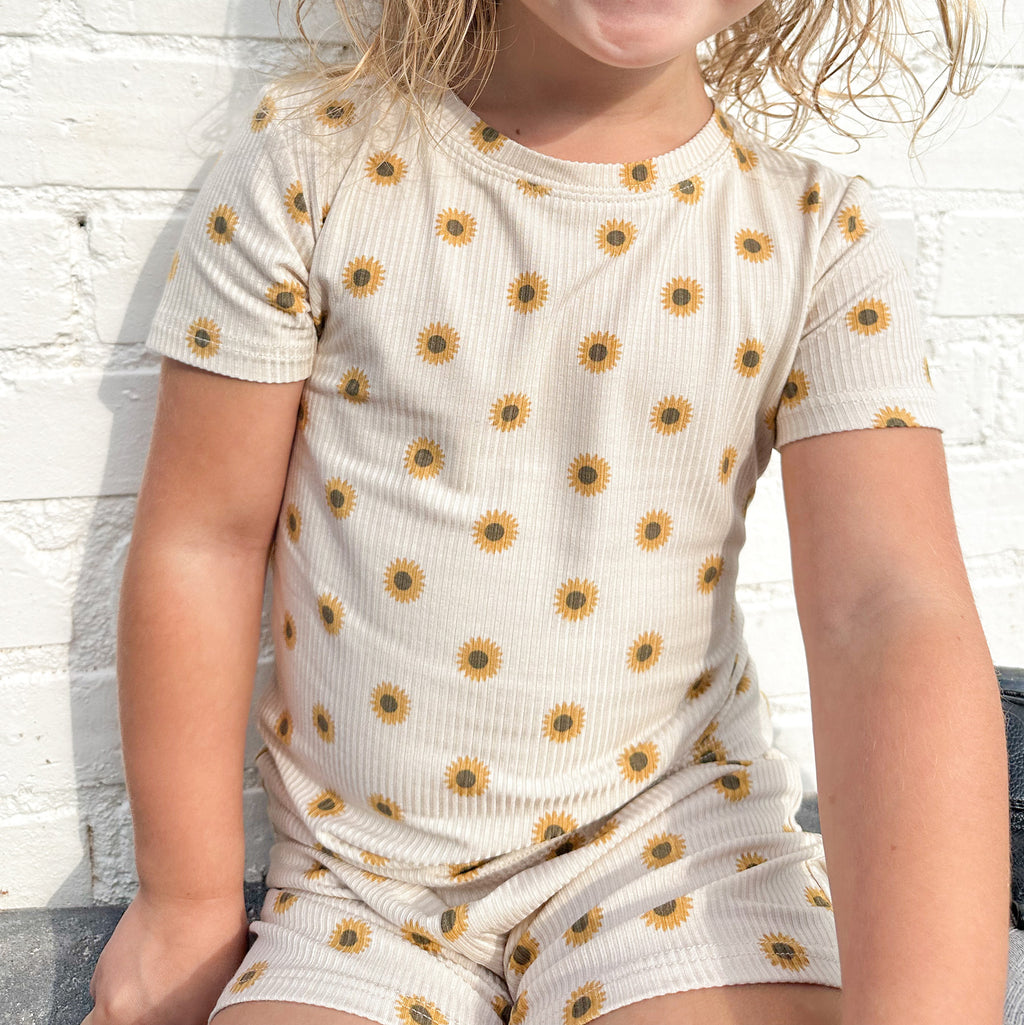 Sunflowers Small Ribbed Shorts Two-Piece Set
