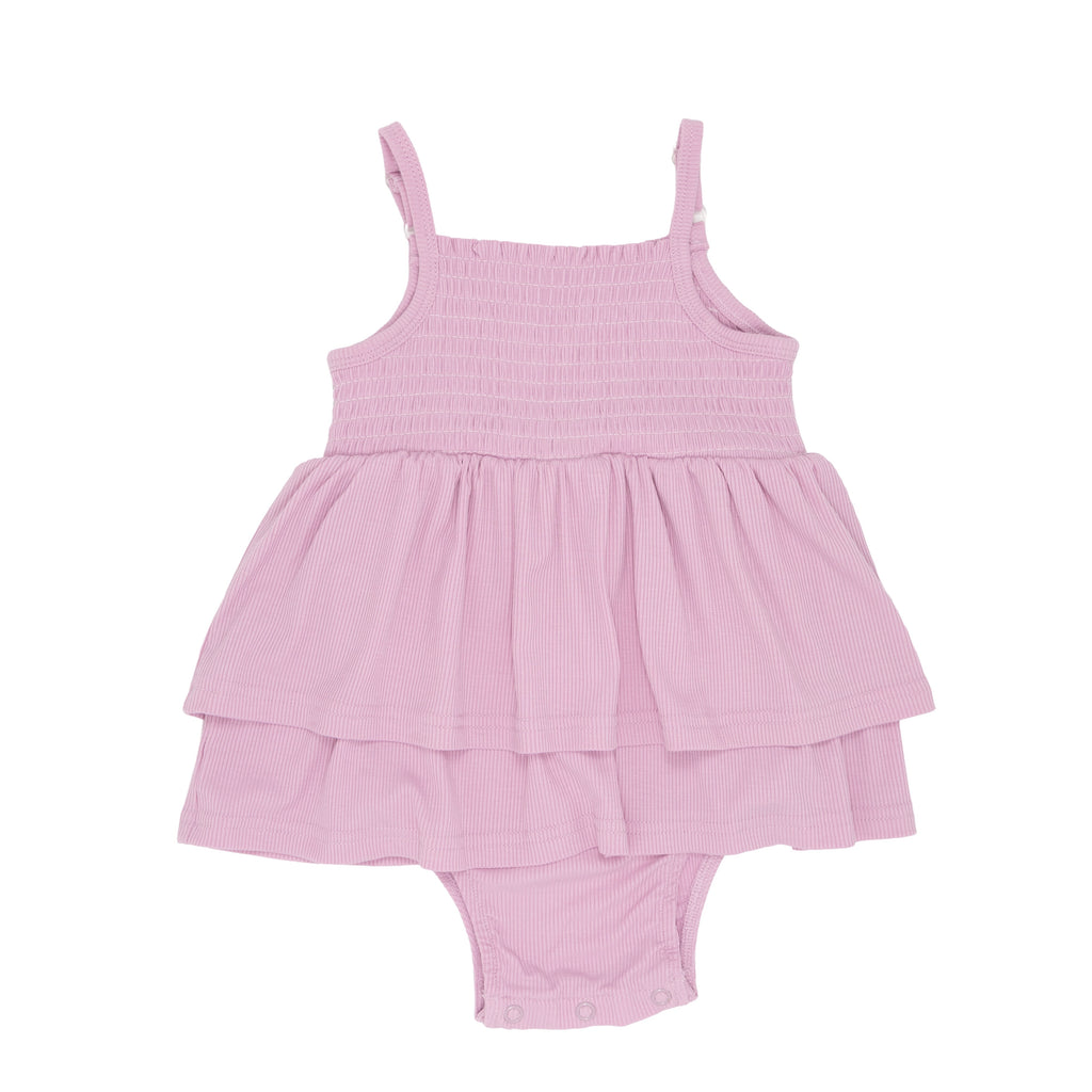 Lilac Mist Small Ribbed Ruffle Romper