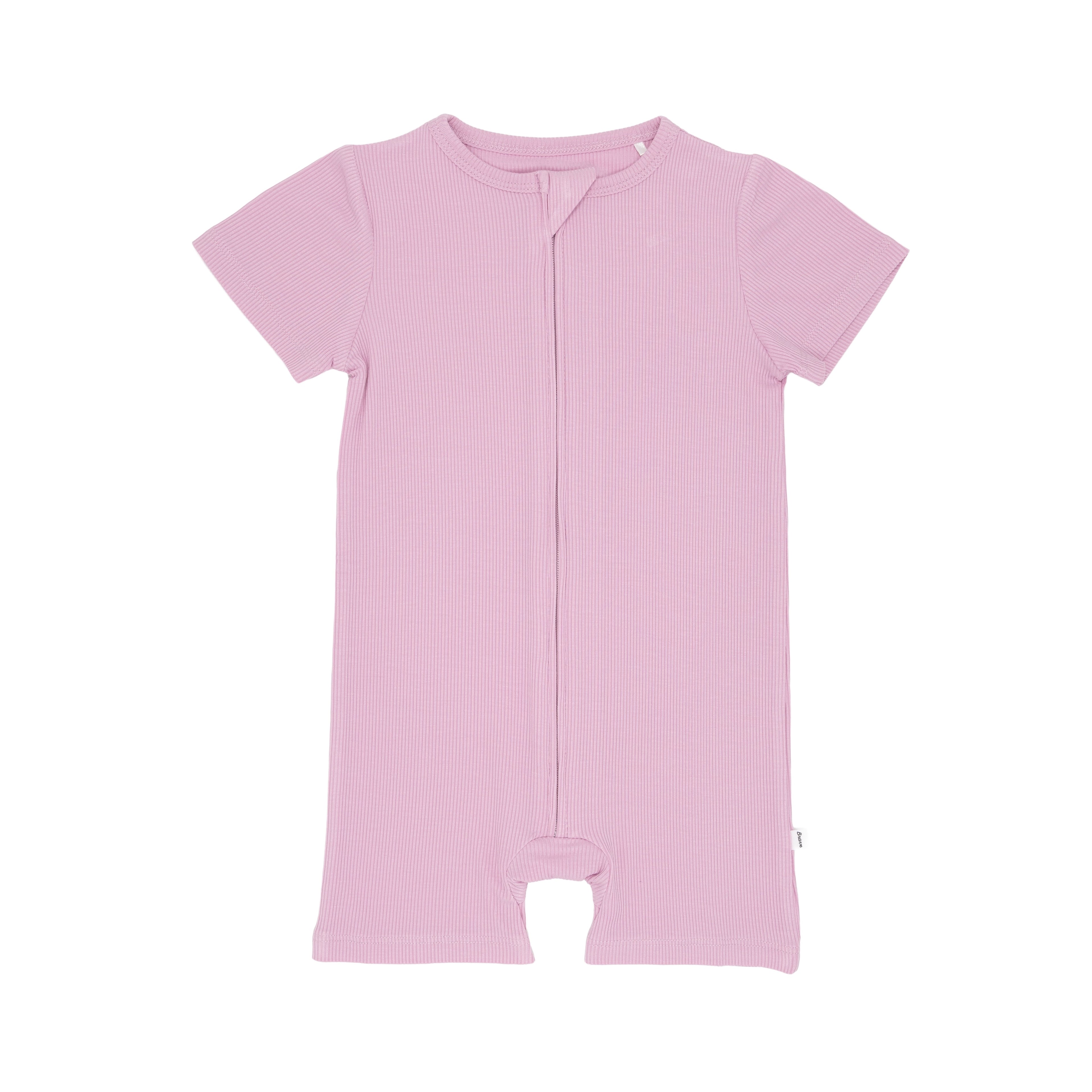 Lilac Mist Small Ribbed Summer Zip Romper