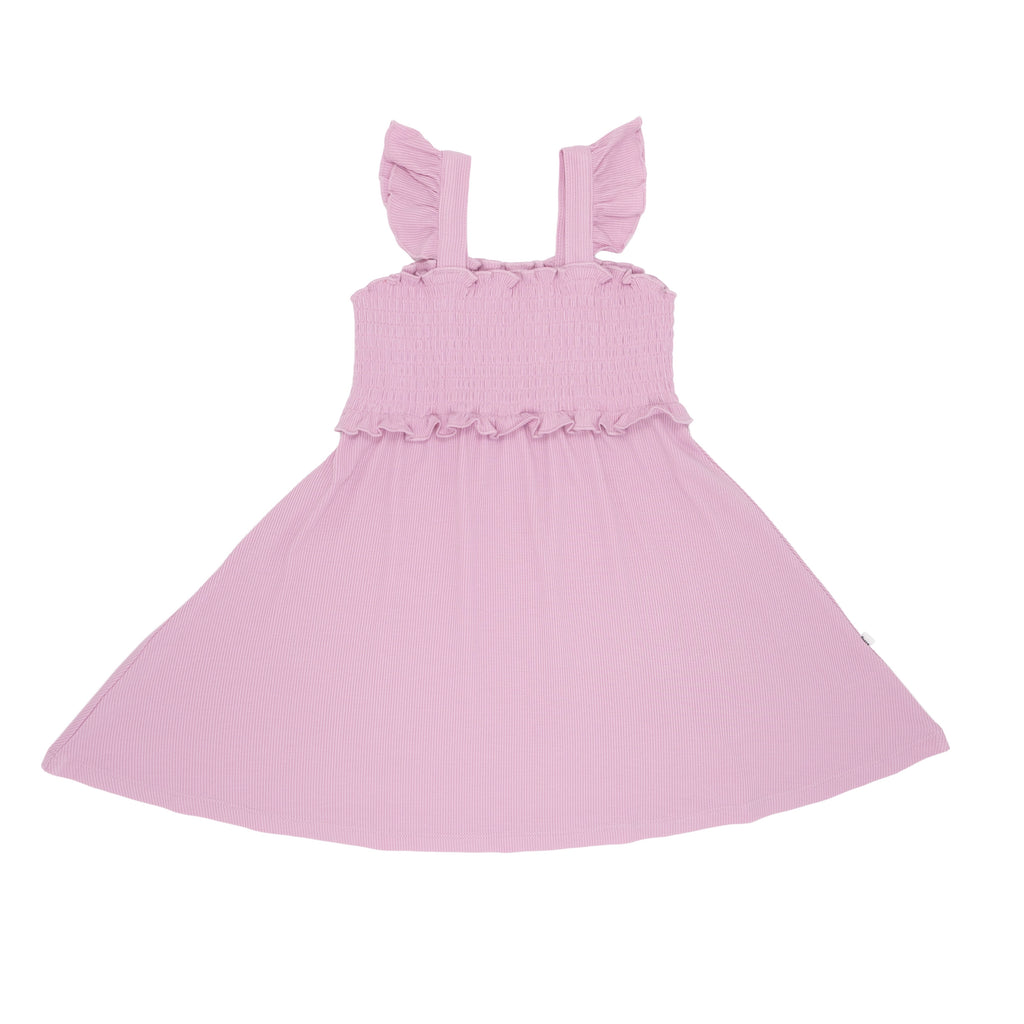 Lilac Mist Small Ribbed Flutter Sleeve Dress