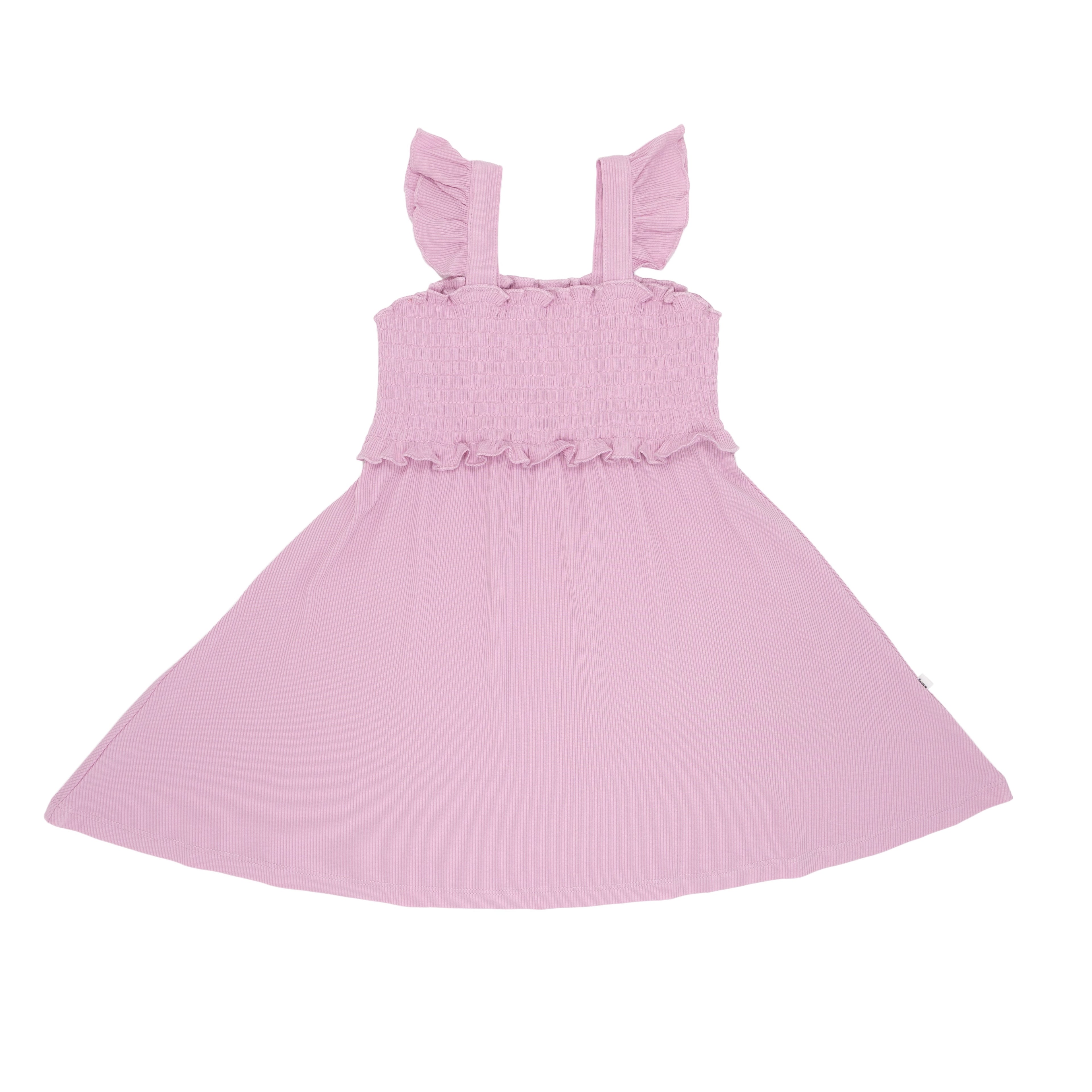 Lilac Mist Small Ribbed Flutter Sleeve Dress