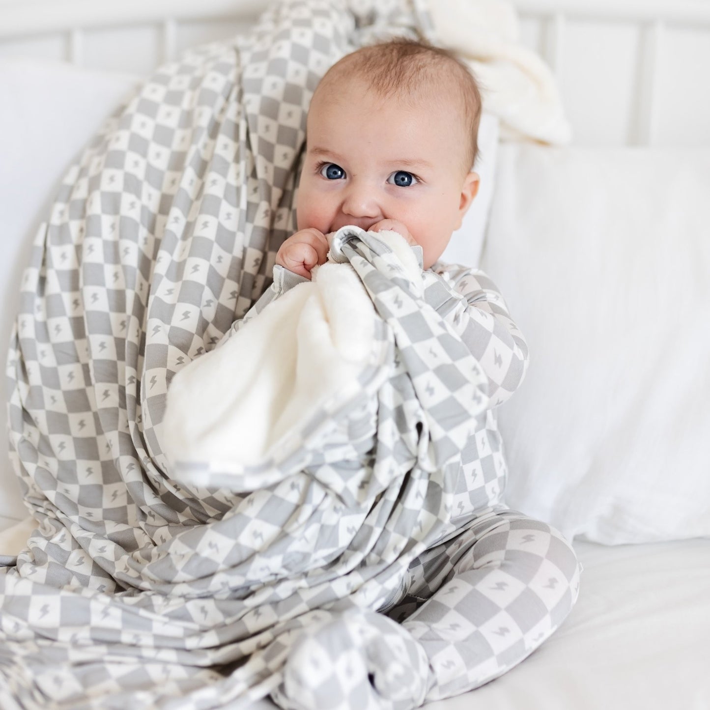 Checkered Lightning Bolt Toddler Blanket